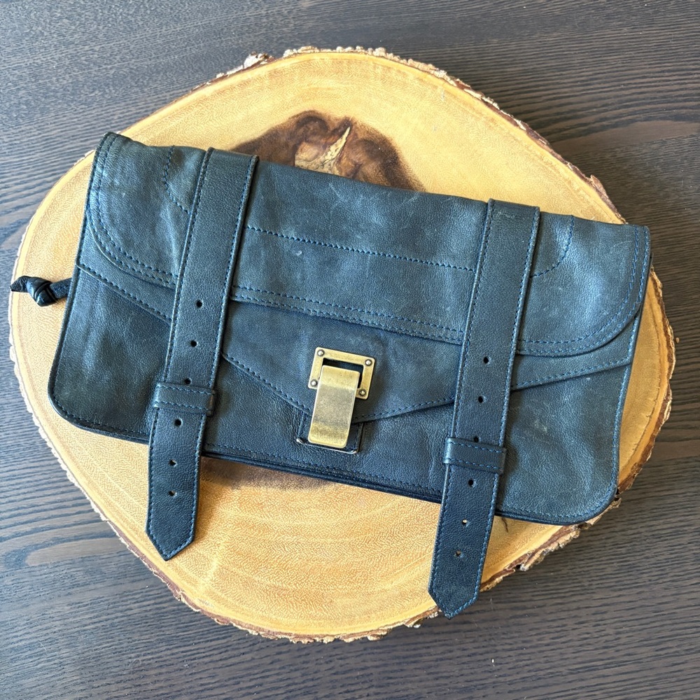 Proenza Schouler Blue Clutch Leather Purse Bag